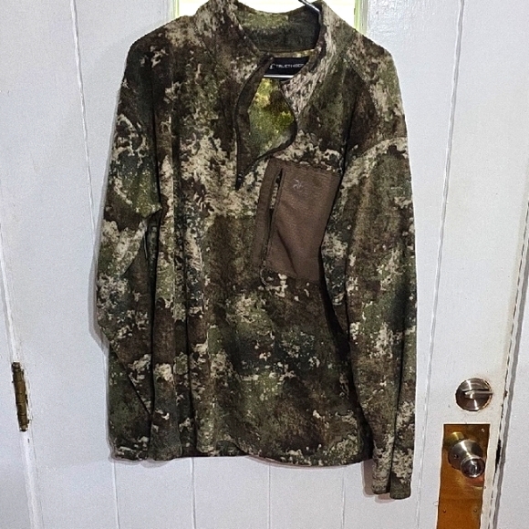 True Timber Mens Fleece 1/4 Zip Pullover Jacket Shirt Camoflauge Pocket Sz L EUC - Picture 1 of 10
